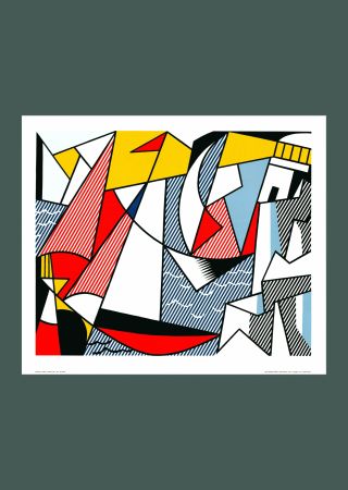 Литография Lichtenstein - Roy Lichtenstein: 'Sailboats' 1973 Offset-lithograph