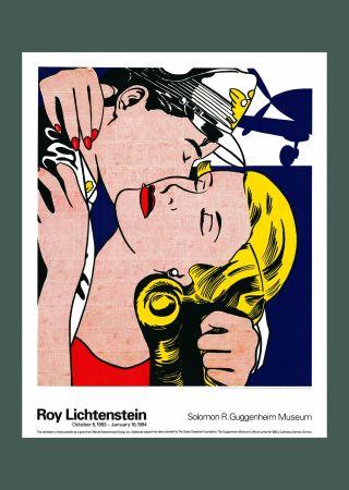 Литография Lichtenstein - Roy Lichtenstein: 'The Kiss' 1993 Offset-lithograph