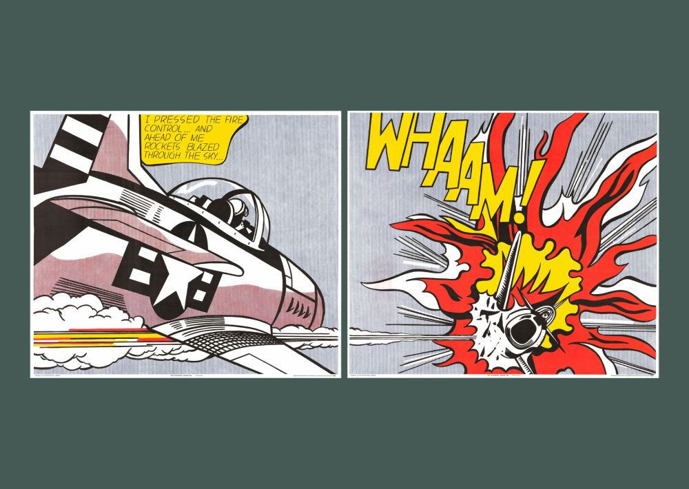 Литография Lichtenstein - Roy Lichtenstein: 'WHAAM!' 1986 Offset-lithograph Diptych Set