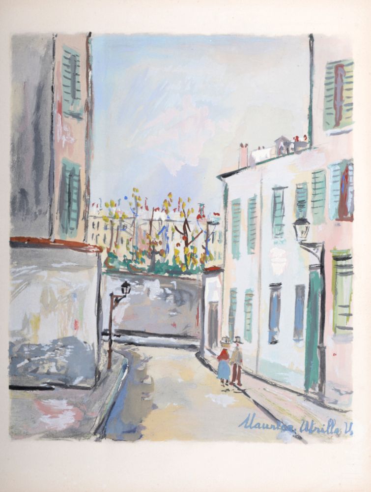 Трафарет Utrillo - Rue Cortot à Montmartre, 1950