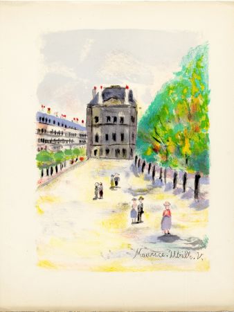 Литография Utrillo - RUE DE RIVOLI. (Pavillon de Marsan). Épreuve pour Maurice Utrillo (Paris, 1955)