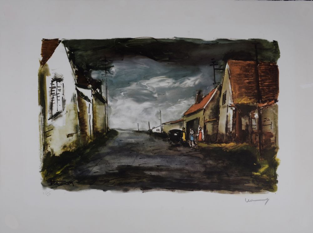 Литография Vlaminck - Rue de Village, circa 1950 - Hand-signed