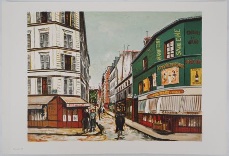 Литография Utrillo - Rue Seveste à Montmartre
