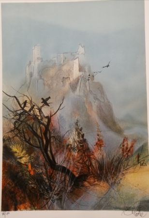 Литография Valadie - Ruines de Merle - Limousin