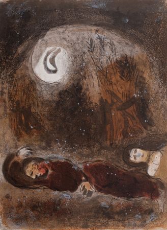 Литография Chagall - Ruth aux pieds de Booz, 1960