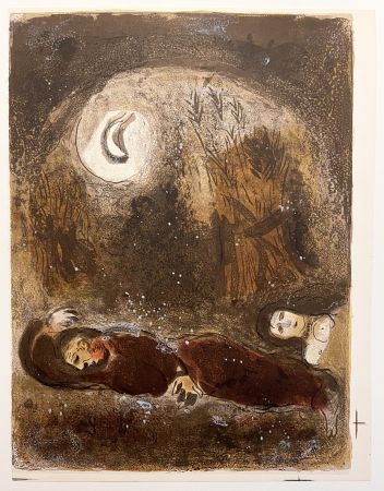 Литография Chagall - RUTH AUX PIEDS DE BOOZ. Lithographie originale pour 