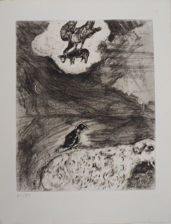 Гравюра Chagall - Rêverie du corbeau (Le corbeau voulant imiter l'aigle)