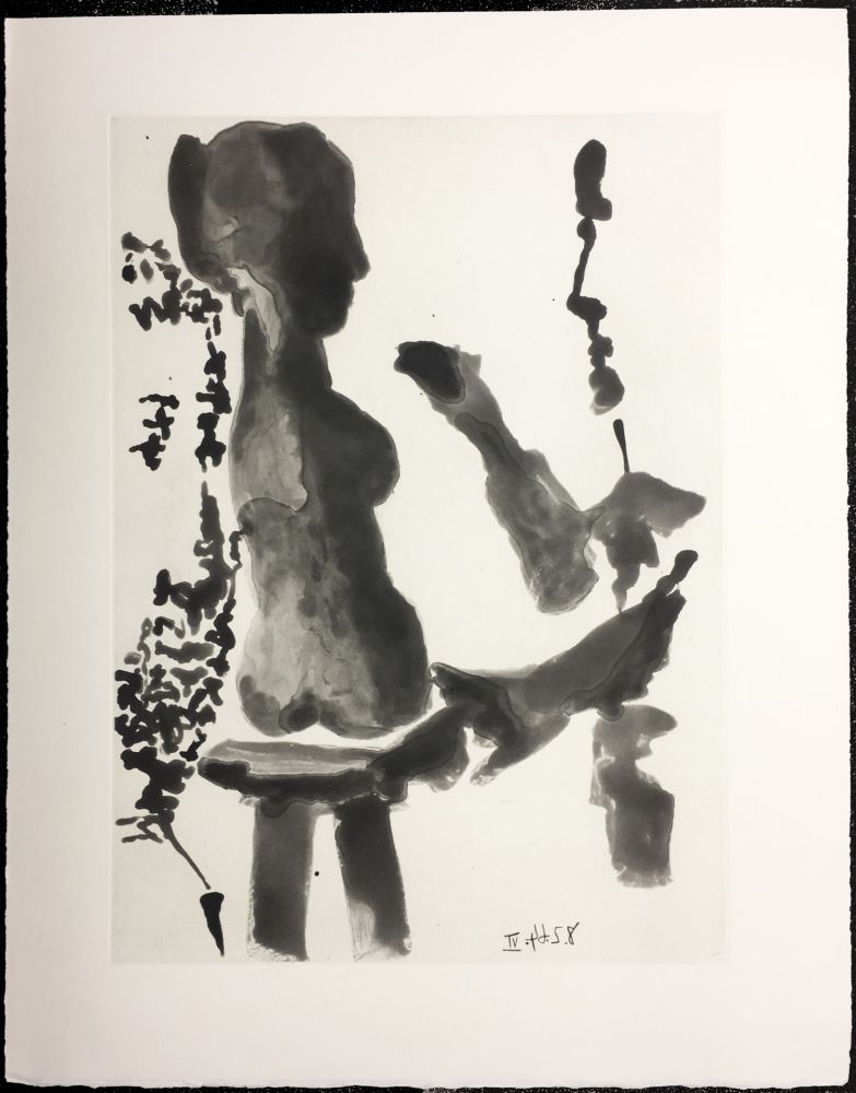 Офорт И Аквитанта Picasso - SABLE MOUVANT Plate n°9. 1964