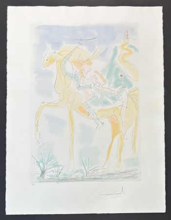 Гравюра Dali - Salvador Dalì (1904-1989) - Couple à cheval - Drypoint etching with stencil on Rives paper - 1971
