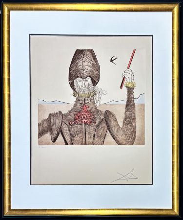 Гравюра Dali - Salvador Dalí (1904–1989) - Don Quixote (The Dreamer) - Hand coloured drypoint, etchings on Arches paper - 1981