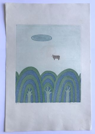 Акватинта Minami - Sans titre (3 arbres et 1 vache)