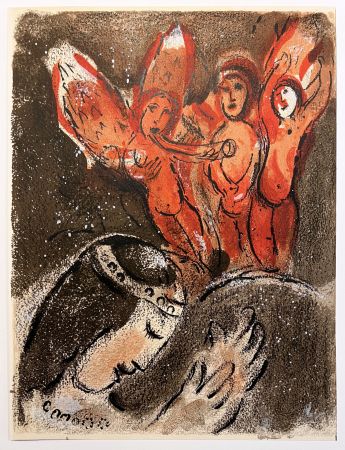 Литография Chagall - SARA ET LES ANGES. Lithographie originale pour DESSINS POUR LA BIBLE (1960)