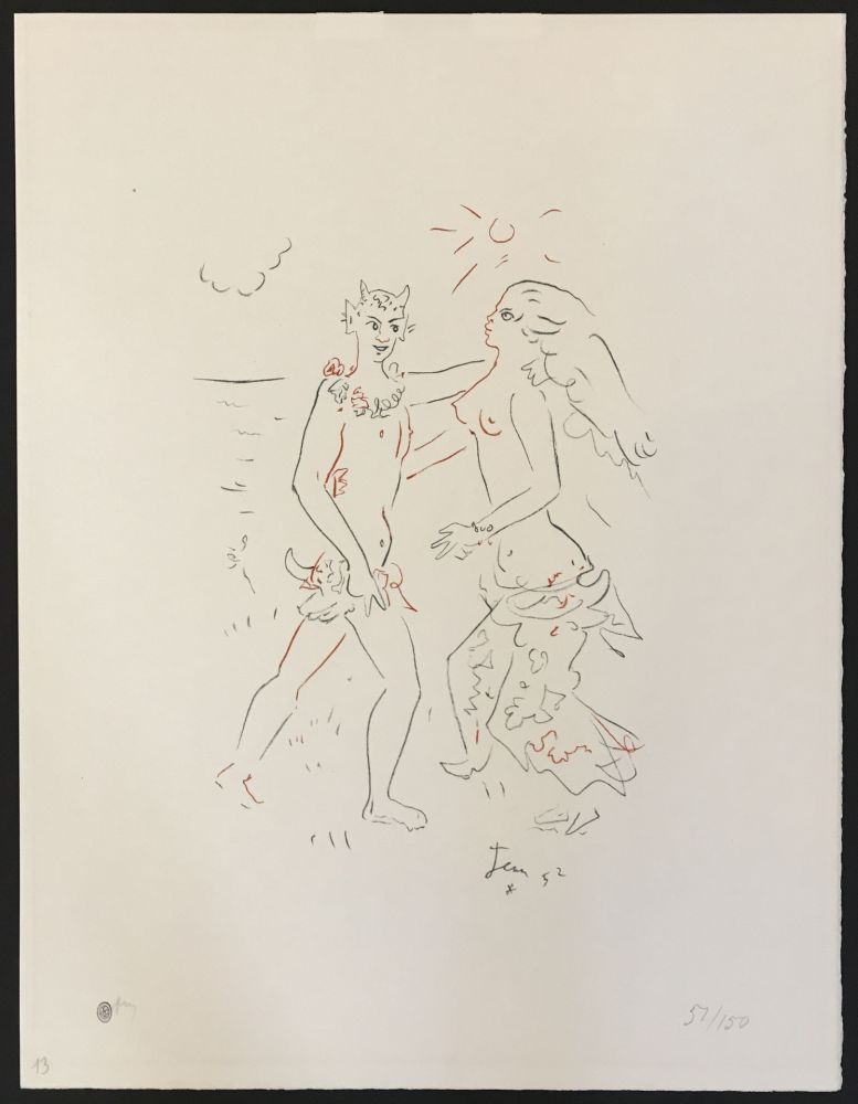 Литография Cocteau - Satyr and Nymph