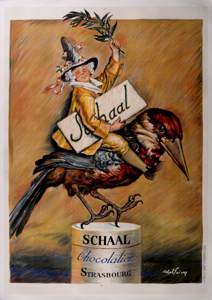 Литография Faivre - Schaal, Chocolatier, 1920 - Large lithograph poster!
