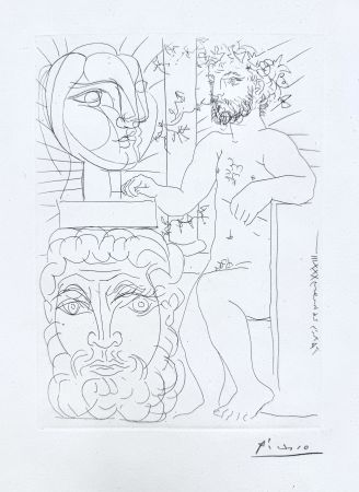 Гравюра Picasso - Sculpteur et Deux Têtes sculptées