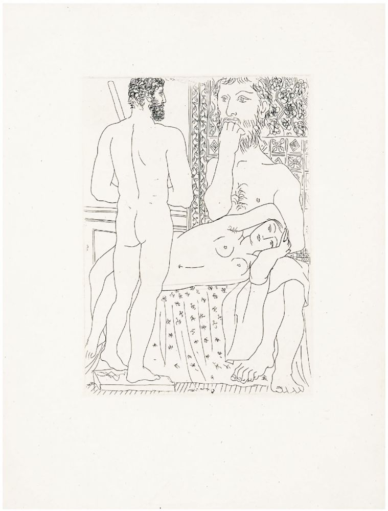 Офорт Picasso - Sculpteur, modèle couché et sculpture (Suite Vollard, pl. 37) - 1933
