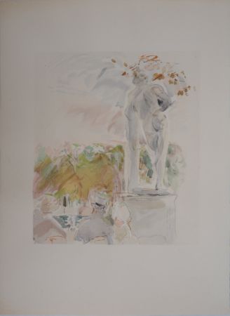 Литография Morisot - Sculptures au Au Jardin des Tuileries