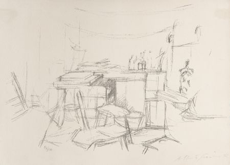 Литография Giacometti - Sellette et tabourets dans l'atelier I