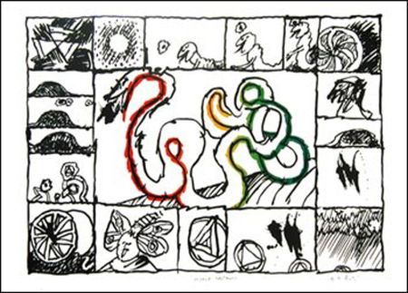 Литография Alechinsky - Serpent restauré 