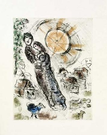 Гравюра Chagall - Soleil aux amoureux