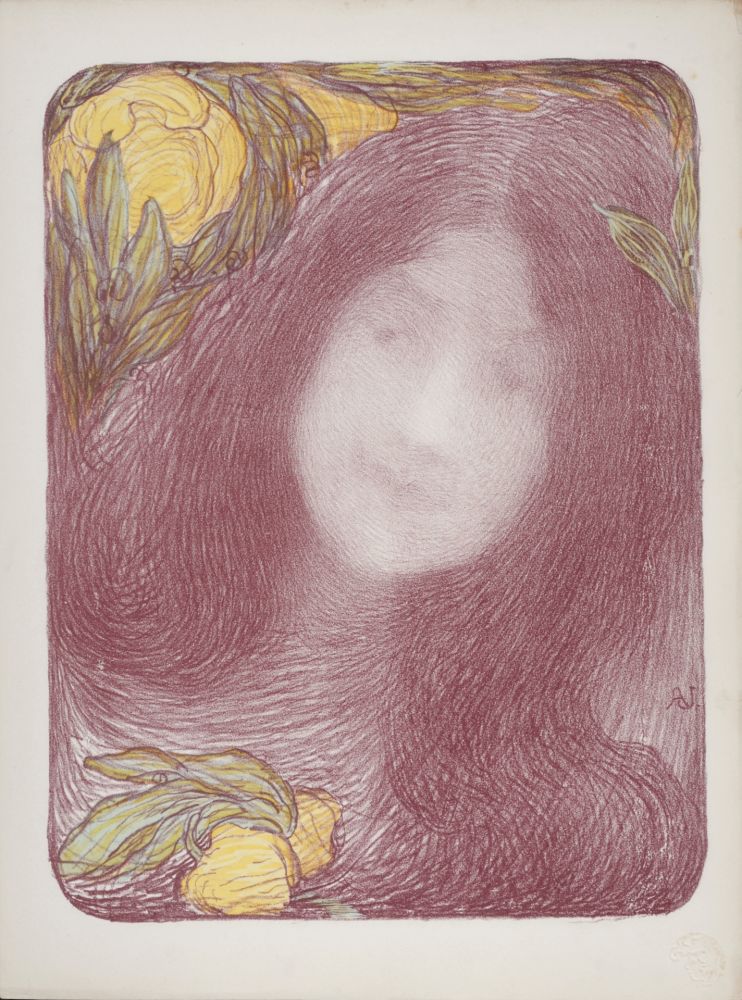 Литография Aman-Jean - Sous les Fleurs, 1897