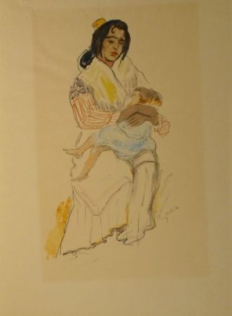 Литография Orlik - Spanische Zigeunerin mit Kind, Sevilla