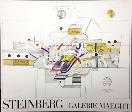 Литография Steinberg - STEINBERG 1970. Galerie Maeght. Lithographie signée par l'artiste.