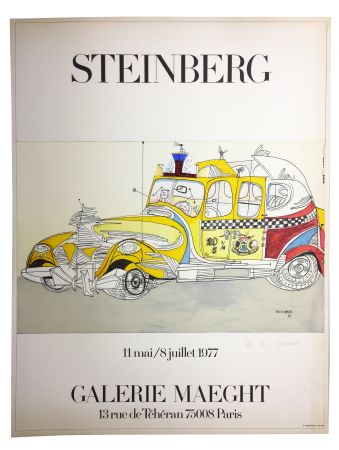 Литография Steinberg - STEINBERG 1977. TAXI. Galerie Maeght. Épreuve de luxe signée.