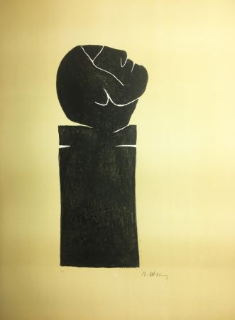 Литография Ubac - STÈLE TÊTE LEVÉE . Lithograpie originale signée au crayon (1982).