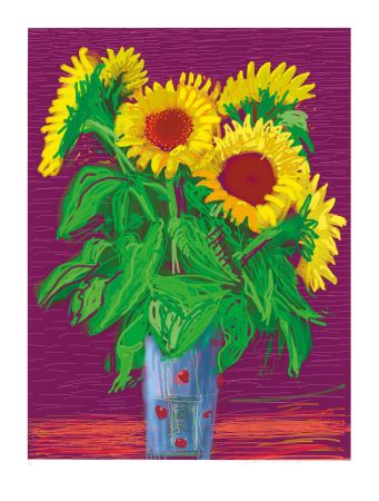 Нет Никаких Технических Hockney - Sunflowers iPad drawing by David Hockney