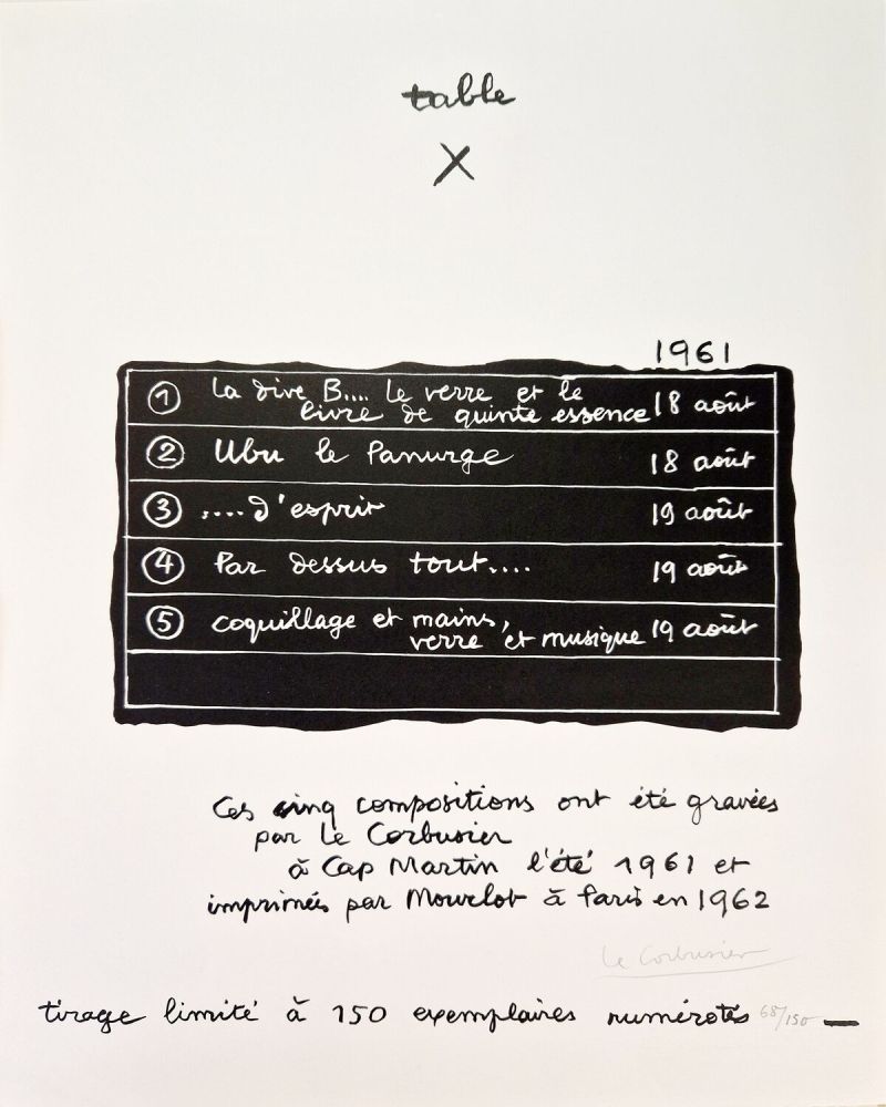 Литография Le Corbusier - Table