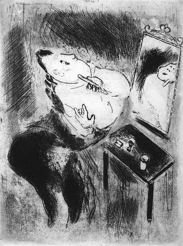 Офорт Chagall - Tchitchikov se rase