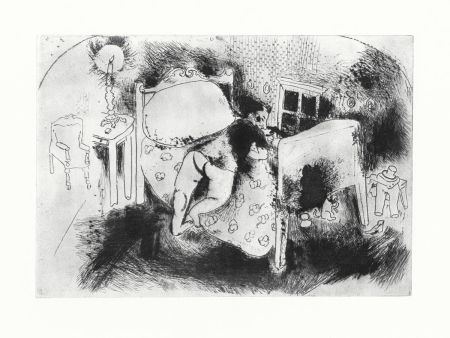 Офорт Chagall - Tchitchikov sur le lit