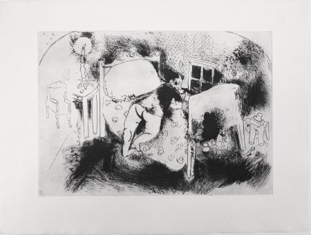 Гравюра Chagall - Tchitchikov sur le lit (Les Âmes mortes)
