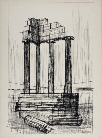 Гравюра Сухой Иглой Buffet - Temple en ruine, 1959