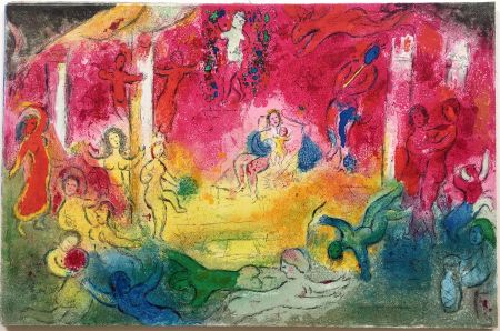 Литография Chagall - TEMPLE ET HISTOIRE DE BACCHUS (Daphnis & Chloé - 1961)
