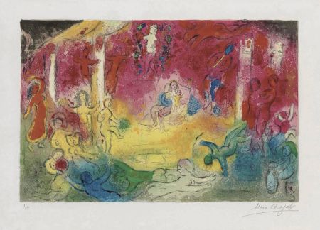 Литография Chagall - Temple et Histoire de Bacchus, from: Daphnis and Chloé