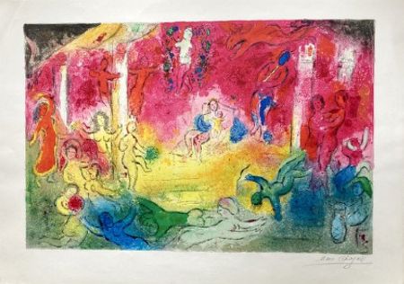 Литография Chagall - TEMPLE ET HISTOIRE DE BACCHUS. Épreuve signée (Daphnis & Chloé - 1961)