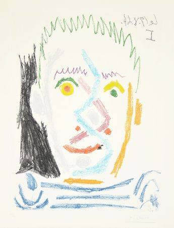 Акватинта Picasso - Tete d’homme au maillot raye (Man’s Head with Striped Shirt), 1964