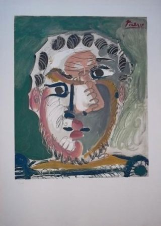 Литография Picasso - Tete d'homme barbu