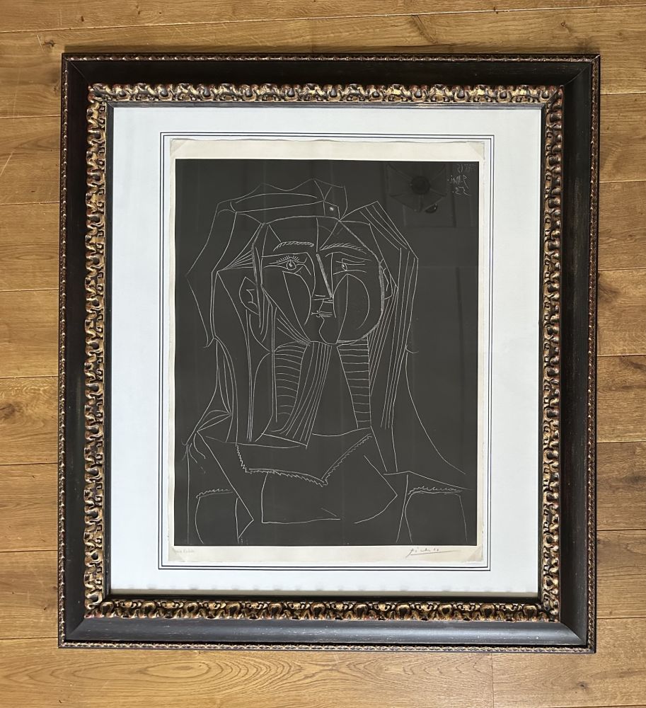 Нет Никаких Технических Picasso -  Tete sur Fond Noir (Francois Gilot)   /  Head on black background