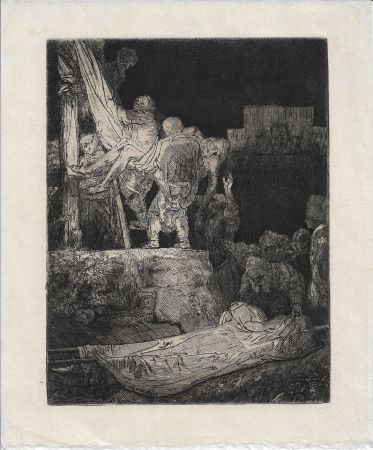Гравюра Rembrandt - The Descent from the Cross by Torchlight