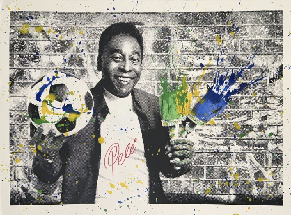 Сериграфия Mr Brainwash - The King Pele - Brush Portrait