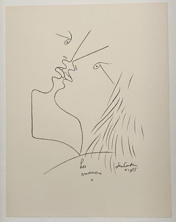 Литография Cocteau - The Kiss, Les Amoureux