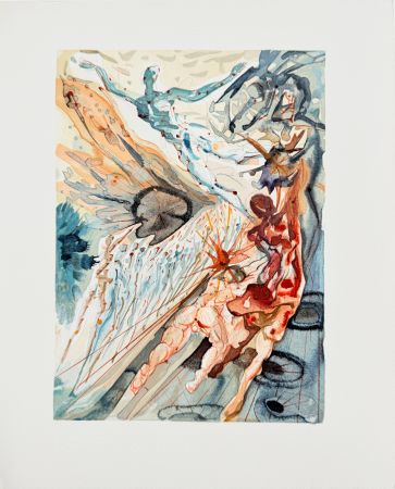Гравюра На Дереве Dali - The Purgatory, Canto 26 - Meeting of Two Groups of Lustful Ones