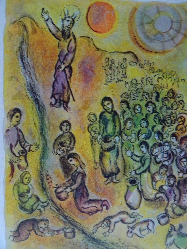 Литография Chagall - The Story of the Exodus, plate 12: Et tu touchera le Rocher..