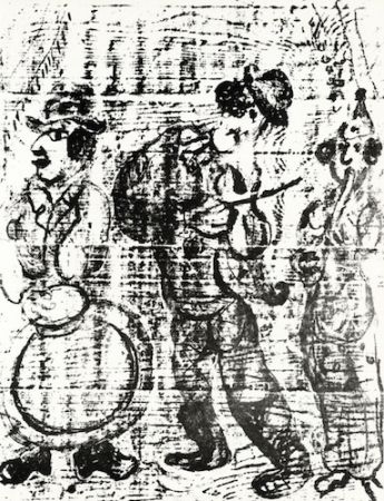 Литография Chagall - The Wandering Musicians