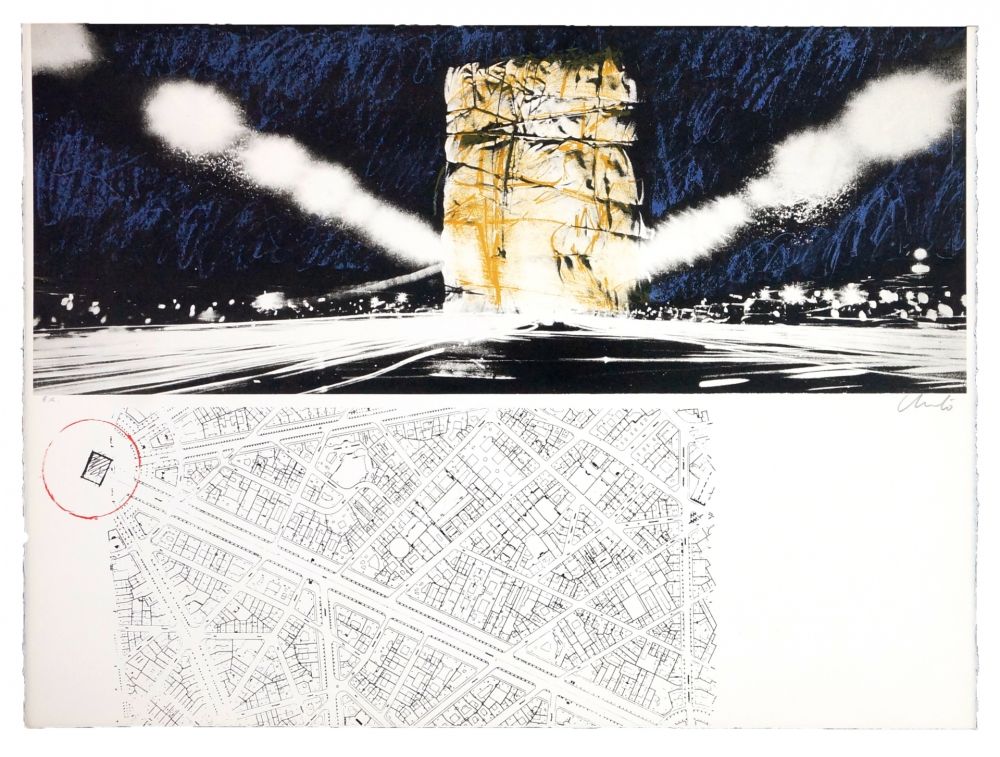 Литография Christo - The wrapping of l’Arc de Triumph (l'empaquement de l'Arc de Triomphe)