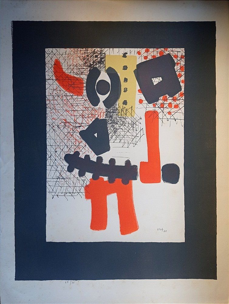 Литография Unknown - Thomas Gleb, Guerrier: Abstract Composition, 1959, Hand-Signed Lithograph,