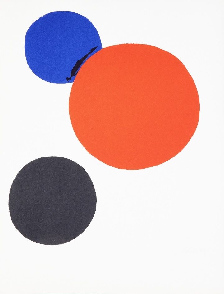 Литография Calder - Three Circles Black, Blue and Red